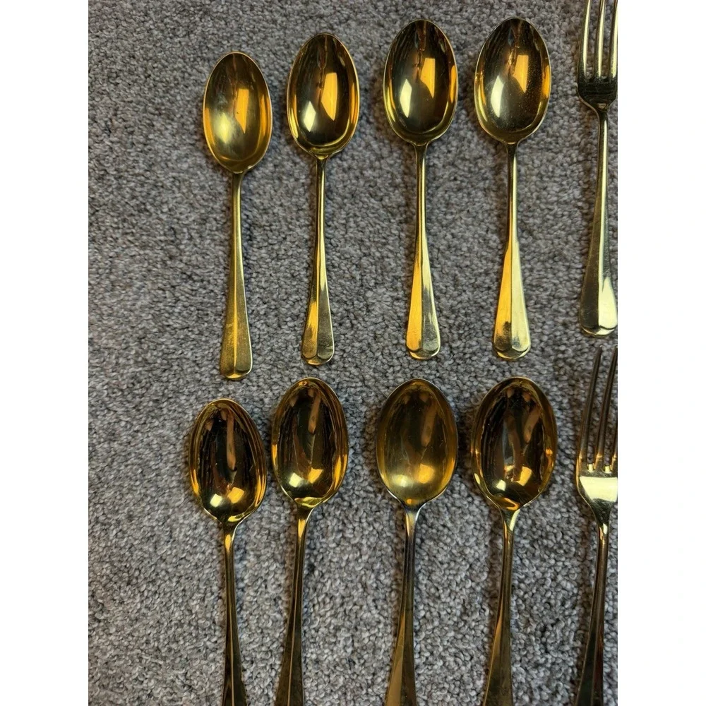 44Pieces Sheffield England Stainless Steel Gold Color Flatware Bundle